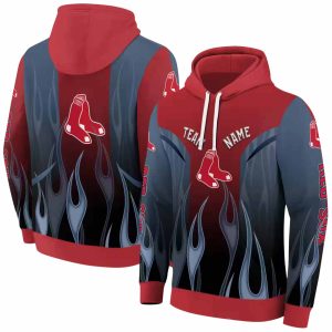 Custom Boston Red Sox Flame All-Over Print Hoodie For Fans