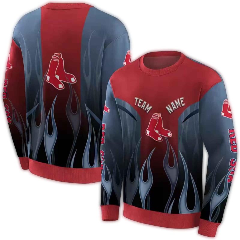 Personalized Boston Red Sox Flame AOP Sweatshirt 1