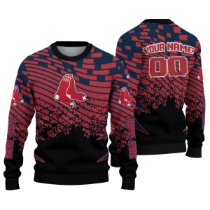 Custom Boston Red Sox Pixel Flow Ugly Sweater For Fans