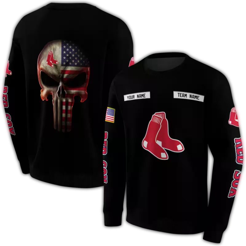 Personalized Boston Red Sox Punisher Skull AOP Sweatshirt 1