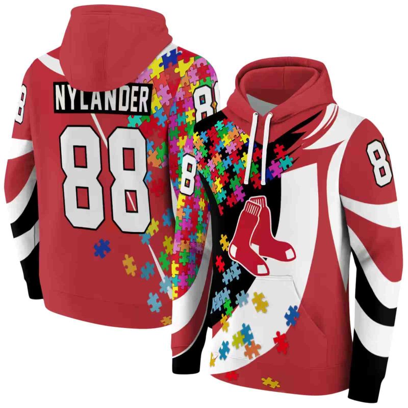 Personalized Boston Red Sox Puzzle Pieces AOP Hoodie 1