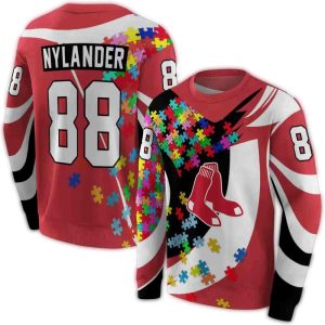 Personalized Boston Red Sox Puzzle Pieces All Over Print Sweatshirt