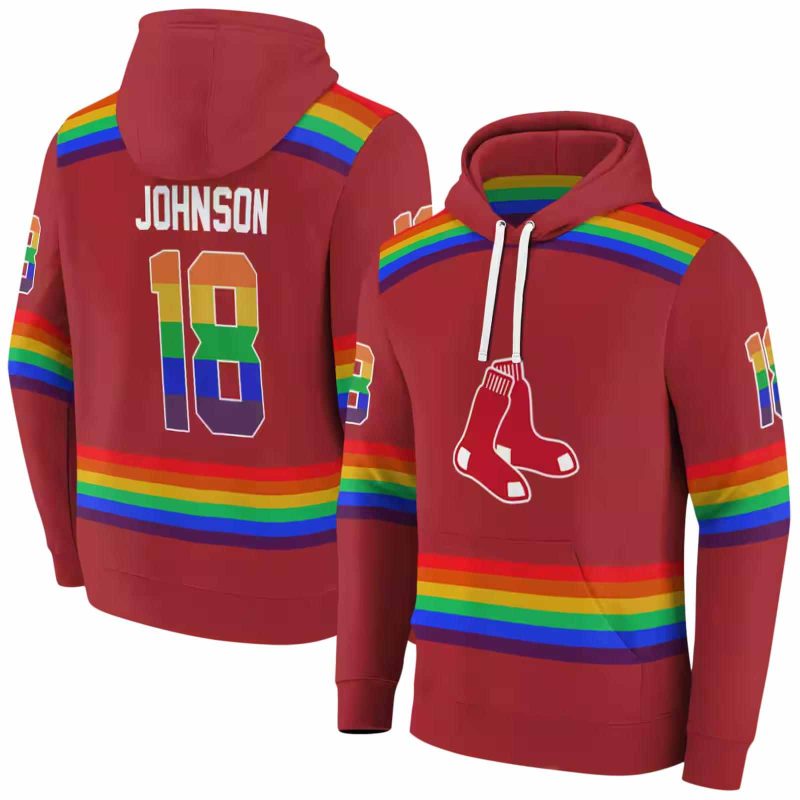 Personalized Boston Red Sox Rainbow Stripes AOP Hoodie 1