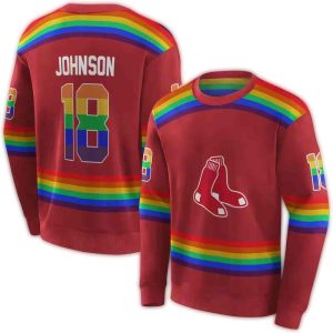Personalized Boston Red Sox Rainbow Stripes All Over Print Sweatshirt