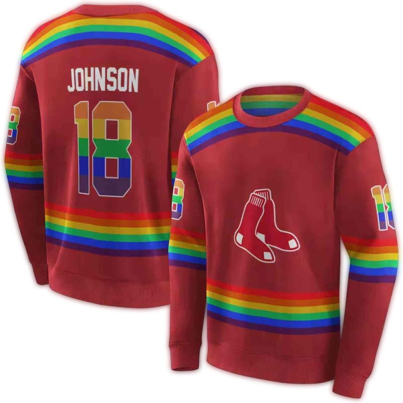 Personalized Boston Red Sox Rainbow Stripes AOP Sweatshirt 1