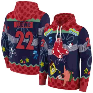 Custom Boston Red Sox Patrick Star Cartoon All-Over Print Hoodie