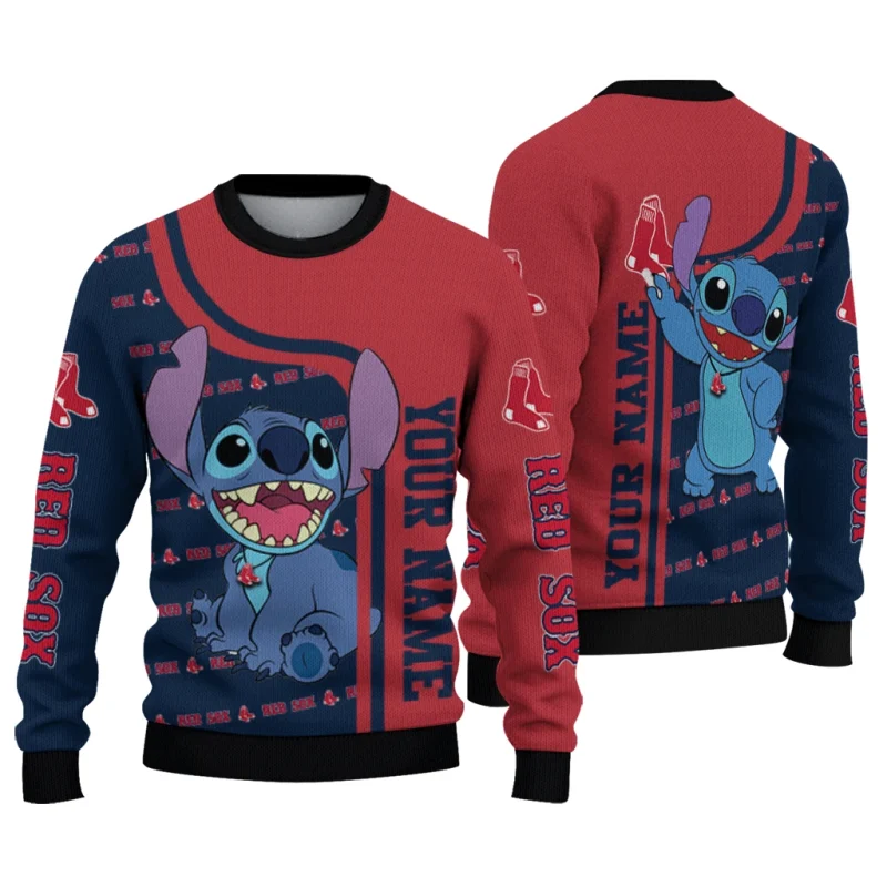 Personalized Boston Red Sox Stitch Ugly Sweater 1