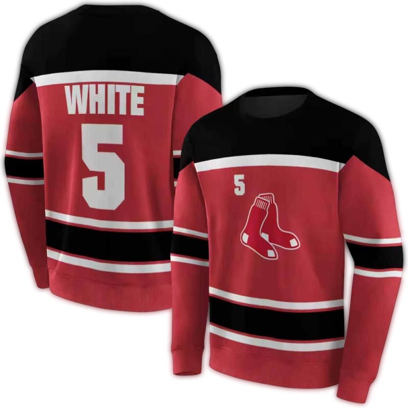Personalized Boston Red Sox Striped Pattern AOP Sweatshirt 1