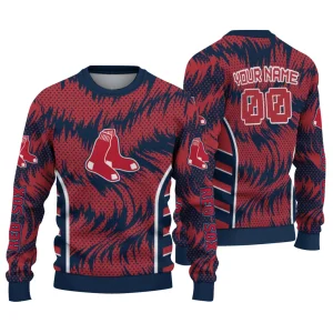 Personalized Boston Red Sox Ugly Sweater With Swirl Design