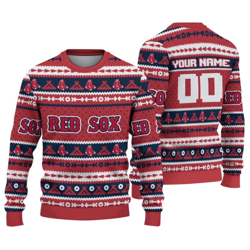 Personalized Boston Red Sox Tent Stripes Ugly Sweater 1