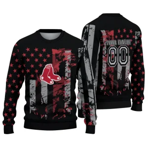 Personalized Boston Red Sox Vintage Usa Flag Sweatshirt For Fans