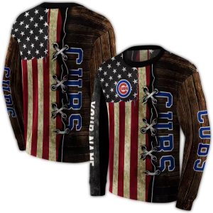 Custom Chicago Cubs American Pride All-Over Print Sweatshirt