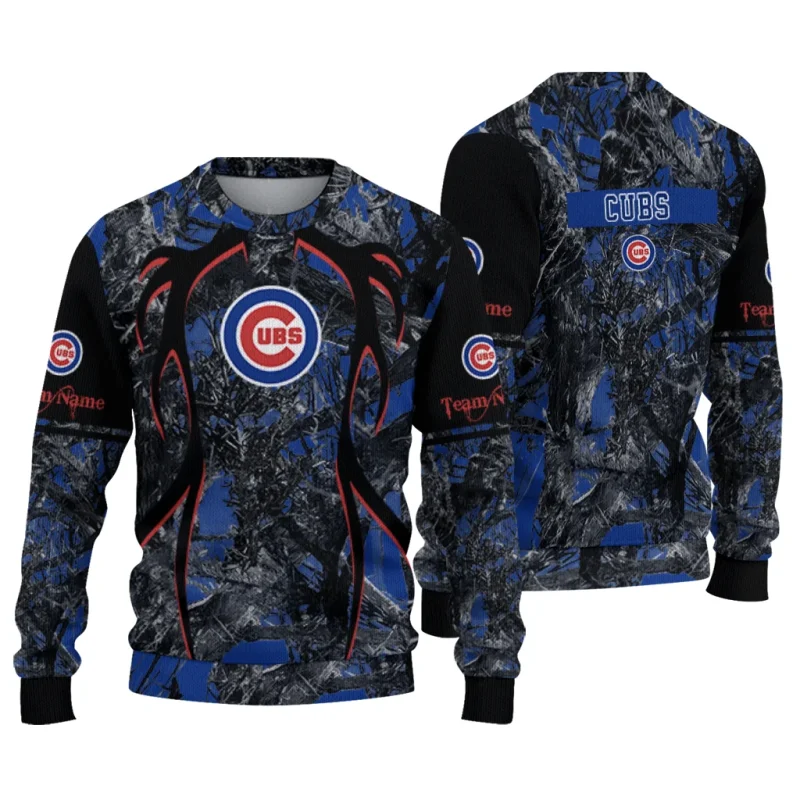 Personalized Chicago Cubs Antlers Pattern Ugly Sweater 1