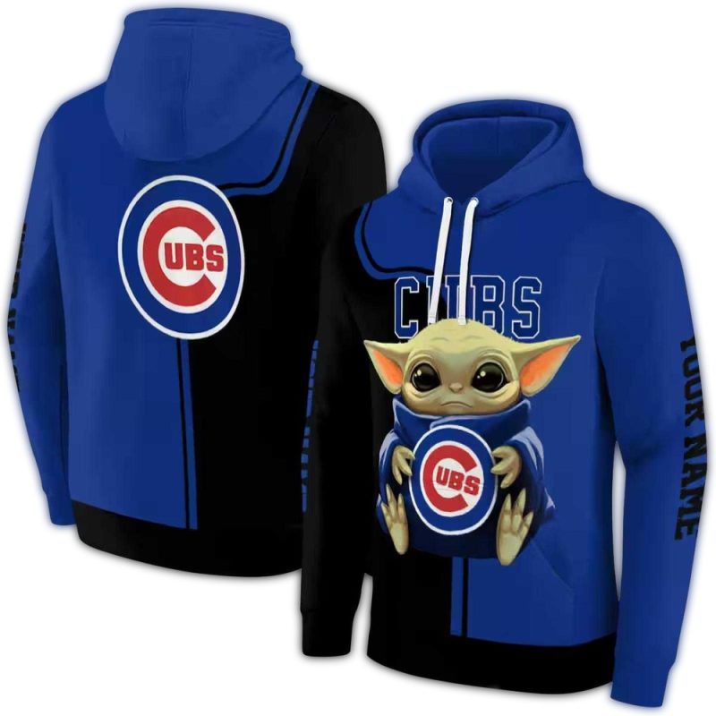 Personalized Chicago Cubs Baby Yoda AOP Hoodie 1
