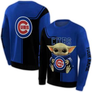 Personalized Baby Yoda Chicago Cubs All Over Print Sweatshirt For Kids