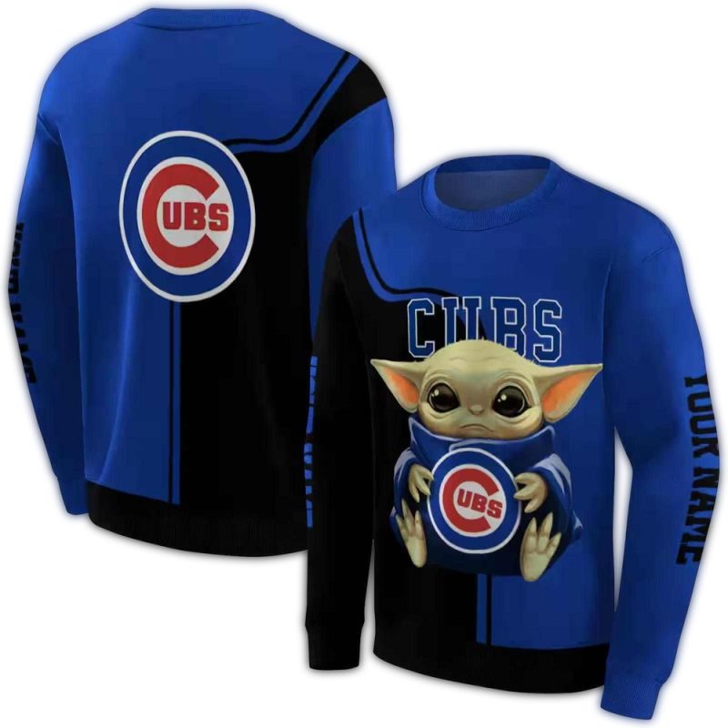 Personalized Chicago Cubs Baby Yoda AOP Sweatshirt 1