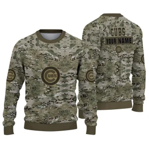 Personalized Chicago Cubs Camo Ugly Sweater For Fans And Gamers