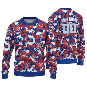 Personalized Chicago Cubs Camouflage Ugly Sweater For Fans