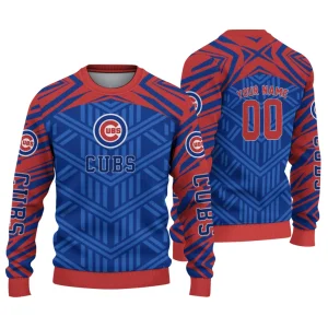 Personalized Chicago Cubs Chevron Ugly Sweater For Fans