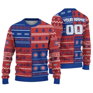 Personalized Chicago Cubs Christmas Tree Bands Sweatshirt For Holiday Cheer