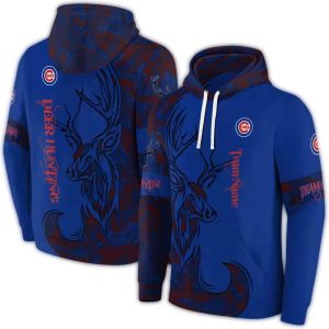 Custom Chicago Cubs Deer Silhouette All-Over Print Hoodie For Fans