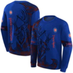 Custom Chicago Cubs Deer Silhouette All-Over Print Sweatshirt