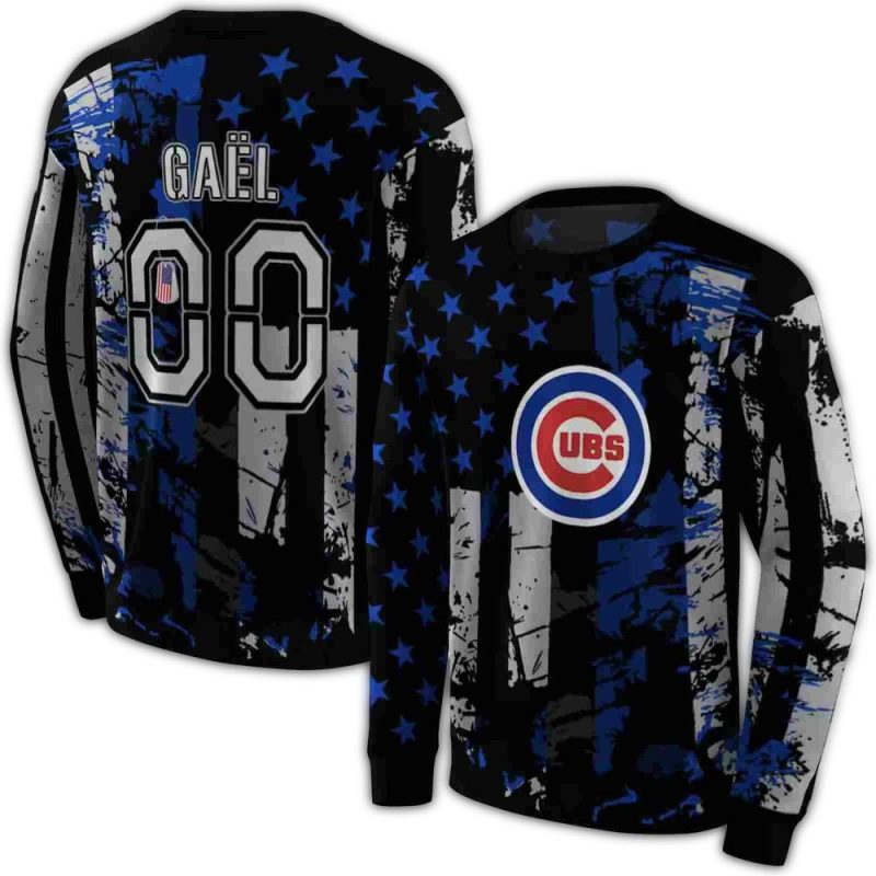 Personalized Chicago Cubs Distressed Flag AOP Sweatshirt 1