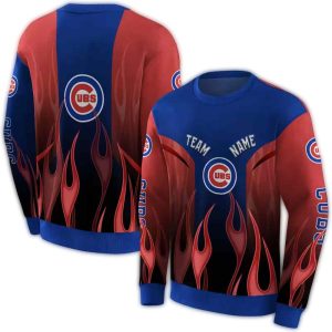Personalized Chicago Cubs Flame All Over Print Hoodie For Fans