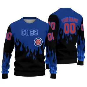 Personalized Chicago Cubs Flame Outline Sweatshirt For Fans