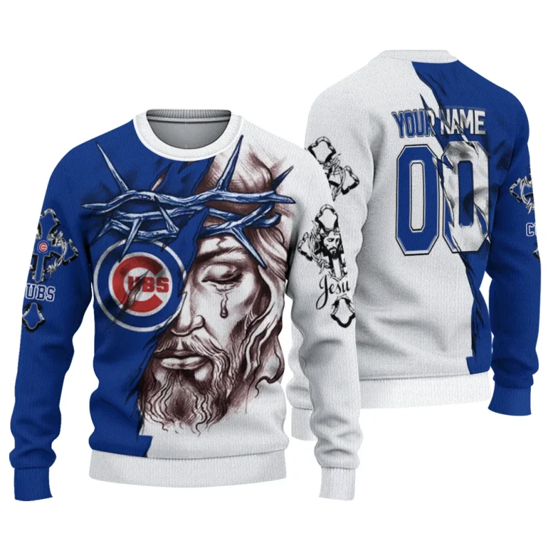 Personalized Chicago Cubs Jesus Tears Ugly Sweater 1