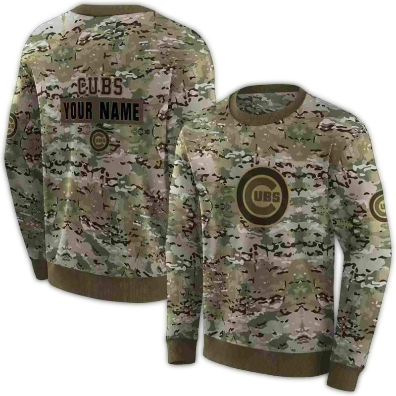 Personalized Chicago Cubs Military Style AOP Sweatshirt 1