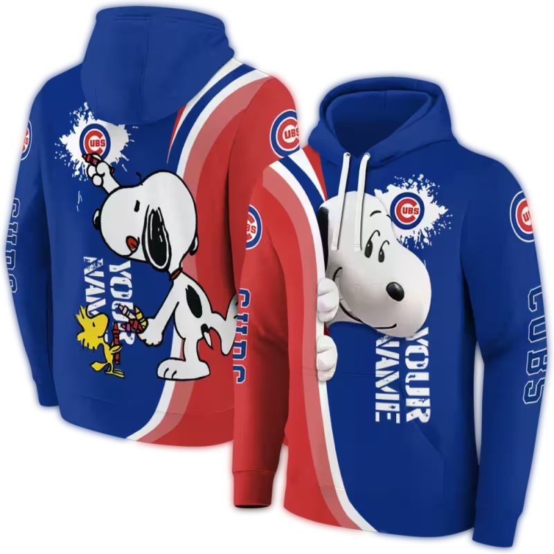 Personalized Chicago Cubs Peeking Snoopy AOP Hoodie 1