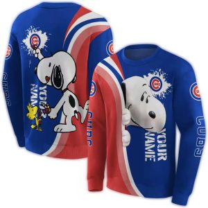 Custom Chicago Cubs Snoopy All-Over Print Sweatshirt For Fans