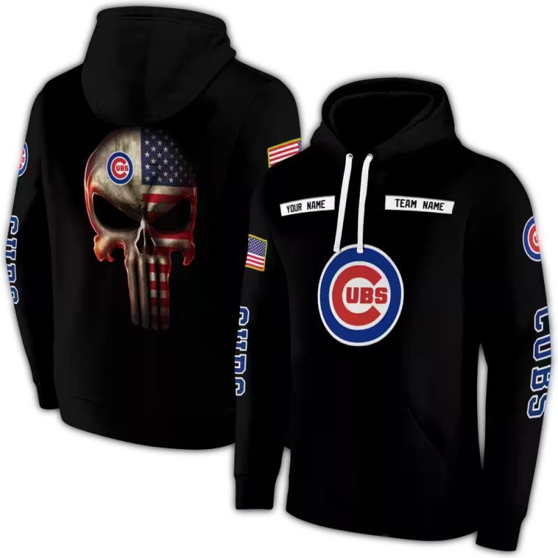 Personalized Chicago Cubs Punisher Skull AOP Hoodie 1