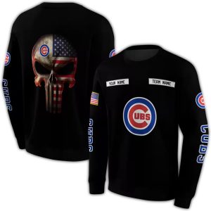 Custom Chicago Cubs Punisher Skull All-Over Print Sweatshirt
