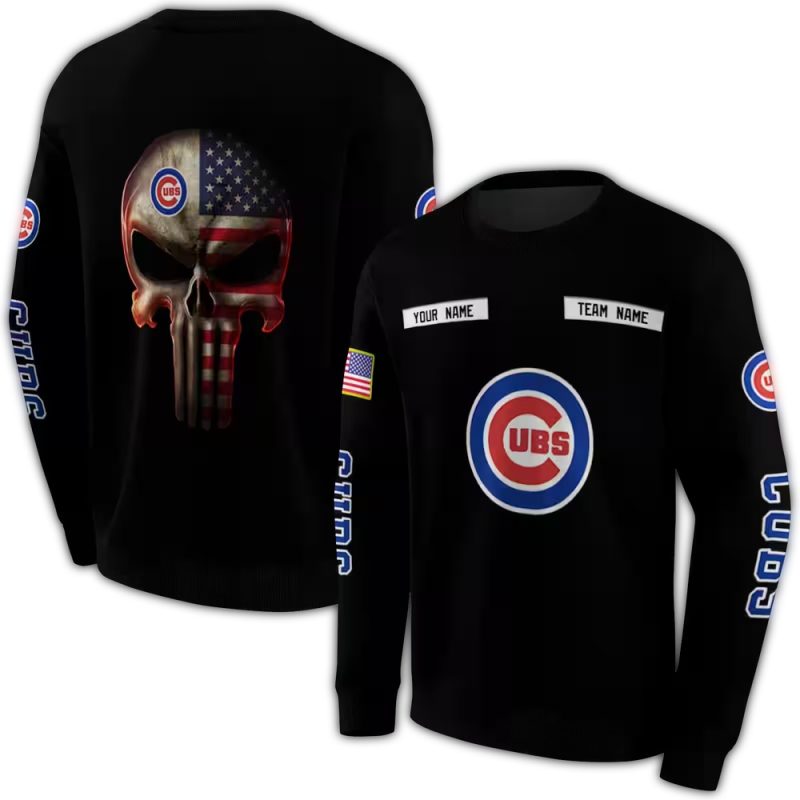 Personalized Chicago Cubs Punisher Skull AOP Sweatshirt 1