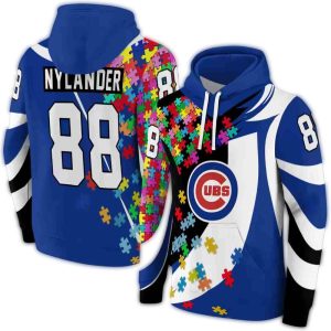 Custom Chicago Cubs All-Over Print Hoodie With Puzzle Pieces Design