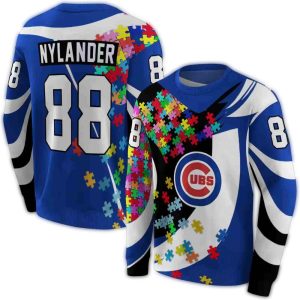 Custom Chicago Cubs All-Over Print Sweatshirt - Puzzle Pieces Design