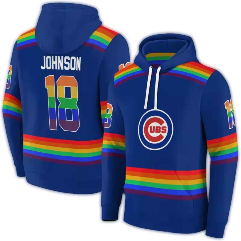 Personalized Chicago Cubs Rainbow Stripes AOP Hoodie 1