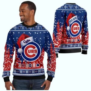 Personalized Chicago Cubs Santa Claus Hat Ho Ho Ho Ugly Sweater