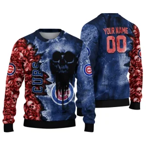 Personalized Chicago Cubs Skull Collage Sweatshirt For Fans