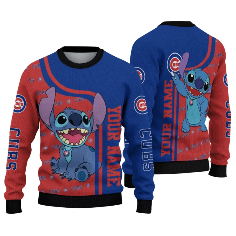 Personalized Chicago Cubs Stitch Ugly Sweater 1