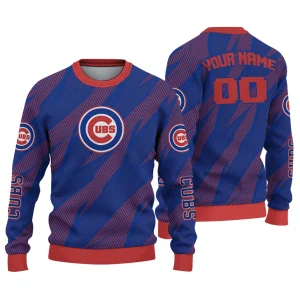 Personalized Chicago Cubs Striped Ugly Sweater For Fans
