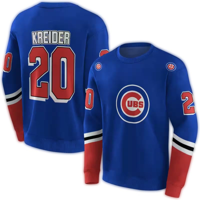 Personalized Chicago Cubs Striped AOP Sweatshirt 1