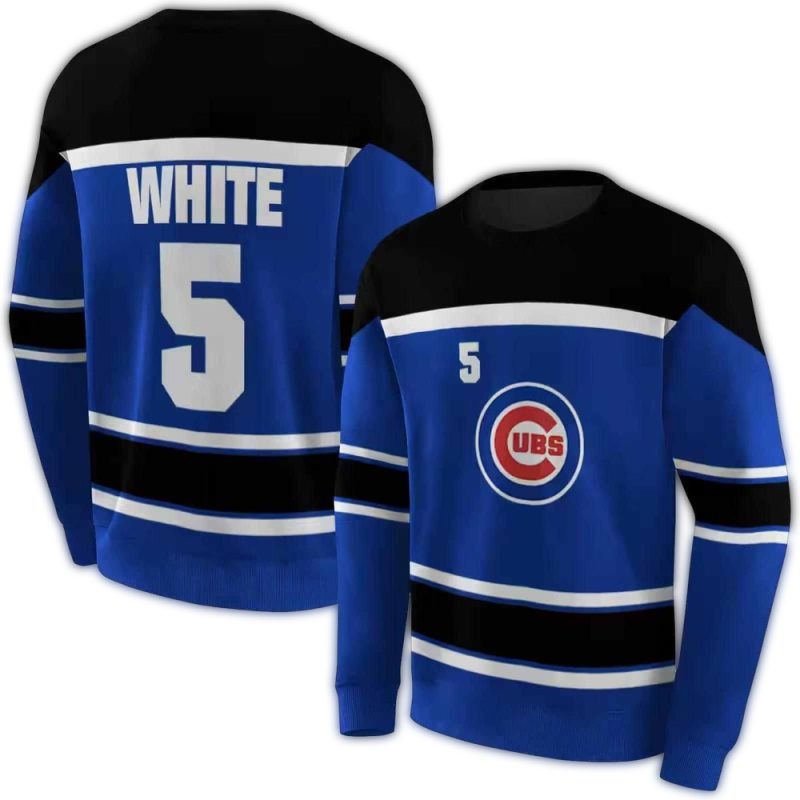 Personalized Chicago Cubs Striped Pattern AOP Sweatshirt 1