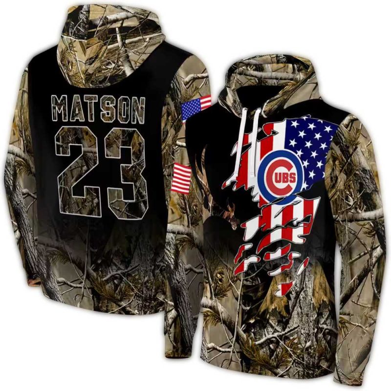 Personalized Chicago Cubs Tree Camo AOP Hoodie 1