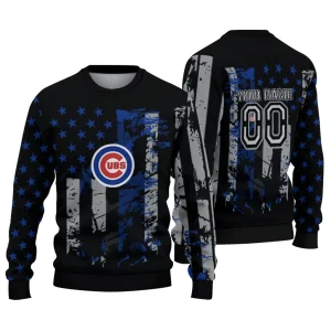 Personalized Chicago Cubs Vintage Usa Flag Sweatshirt For Fans