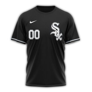 Custom Chicago White Sox Black All Over Print T-Shirt - Alternate Kit