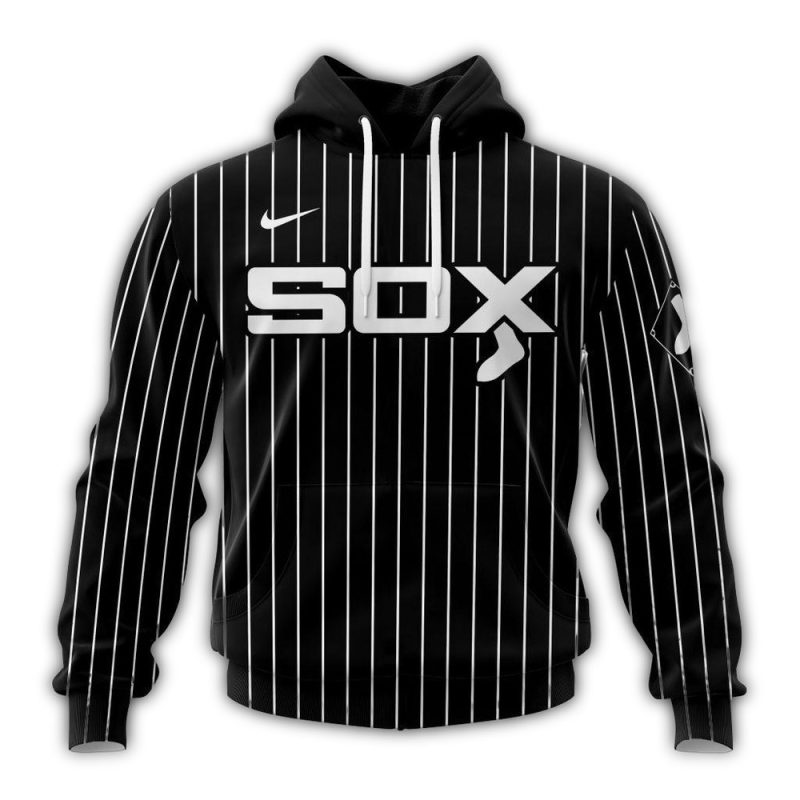 Personalized Chicago White Sox Alternate Stripe Black AOP Hoodie 1