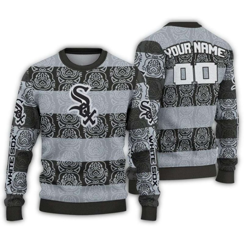 Personalized Chicago White Sox Bulldog Motif Ugly Sweater 1